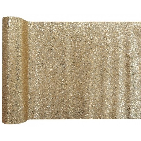 Glitzer-Tischläufer, Gold, 28 cm x 3 m