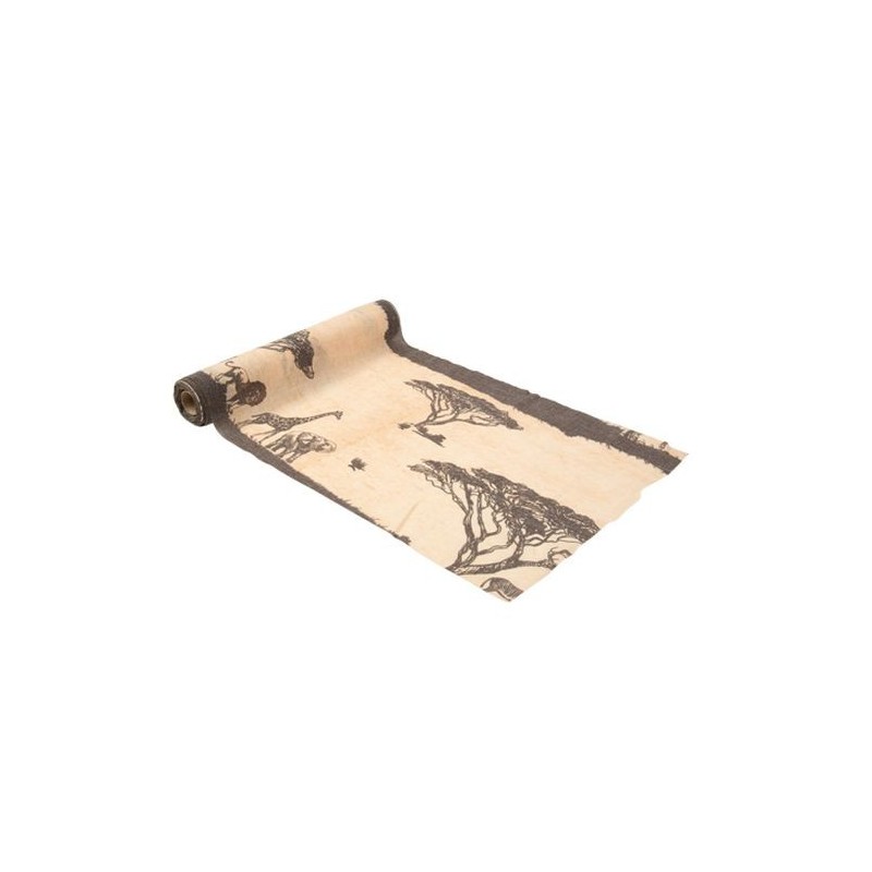 Safari-Tischläufer aus Musselin, Beige und Mokka, 28 cm x 3 m