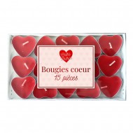 sets de 15 bougies rouges en forme de coeur. 