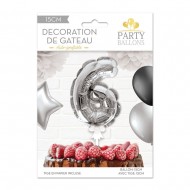 1 Ballon argenté déco gâteau chiffre 6