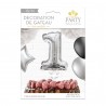 1 Decorazione torta con palloncini argentati numero 1