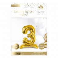 1 Palloncino metallico da posizionare, numero 3, oro