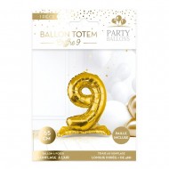 1 Metallballon zum Platzieren, Nummer 9, gold