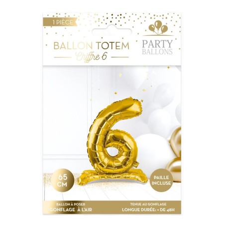 1 Palloncino metallico da posizionare, numero 6, oro