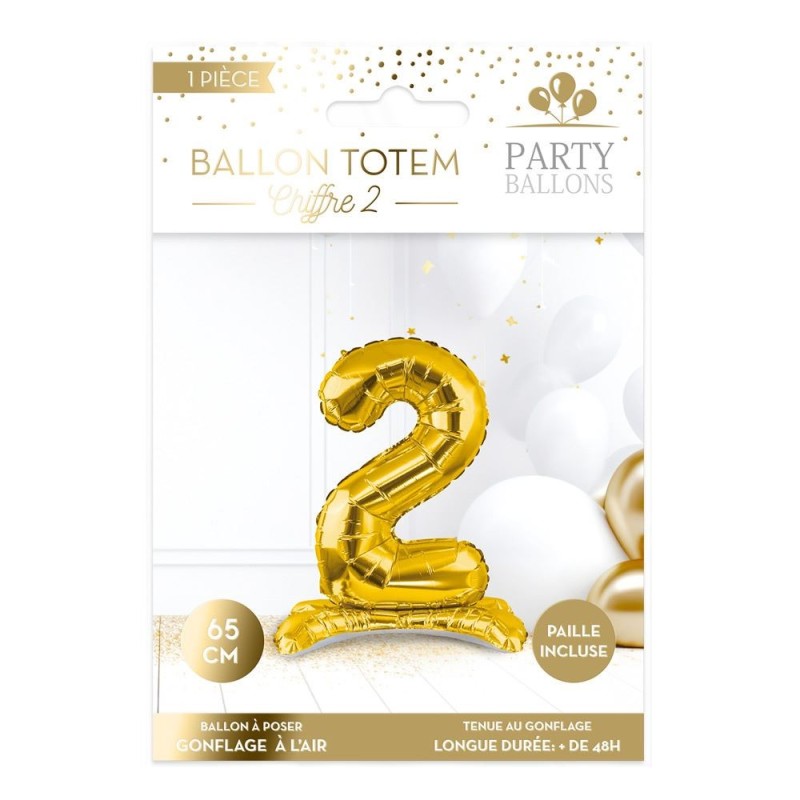 1 Palloncino metallico da posizionare, numero 2, oro