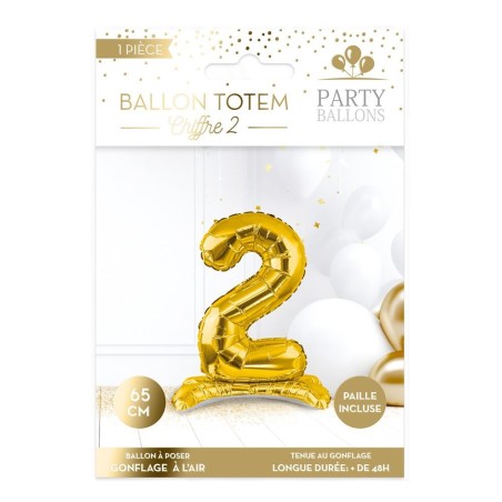 1 Palloncino metallico da posizionare, numero 2, oro