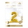 1 Metallballon zum Platzieren, Nummer 2, gold