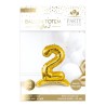 1 Palloncino metallico da posizionare, numero 2, oro