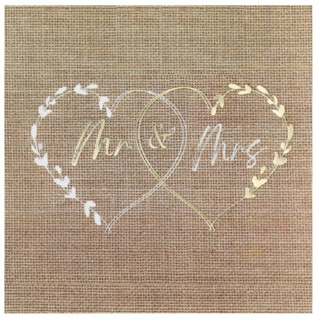 20 Serviettes Mariage naturel, 33 x 33cm 