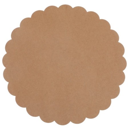 6 sets de table Festonnés, kraft, Ø 34cm