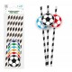 Lot de 6 pailles en papier FOOT accompagné de 6 ballons 