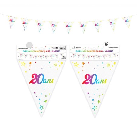 1 Wimpelgirlande "20ans" mehrfarbig