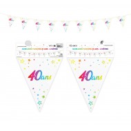 1 Wimpelgirlande "40ans" mehrfarbig