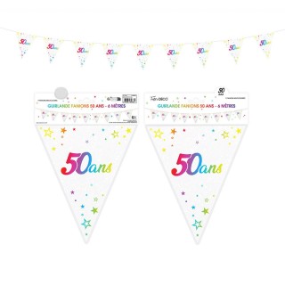 1 Wimpelgirlande "50ans" mehrfarbig