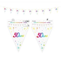 1 Wimpelgirlande "50ans" mehrfarbig
