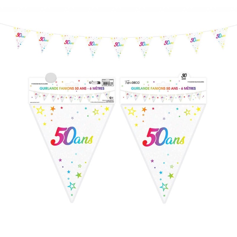 1 Wimpelgirlande "50ans" mehrfarbig