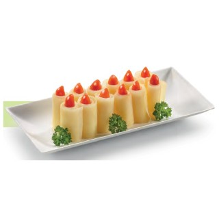 50 Assiettes rectangles Komodo, canne à sucre, 27 x 9  cm