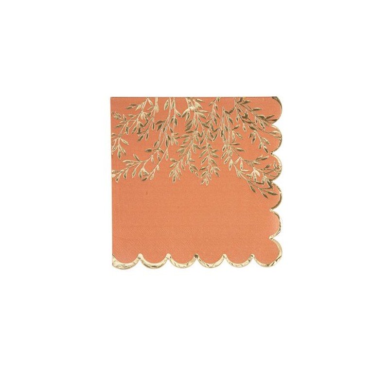 16 Tovaglioli Jolis Brins Terracotta e Carta Oro 33x33 cm - 3 Veli