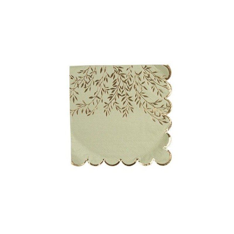 16 Servietten Jolis Brins Salbeigrün- und Goldpapier 33 x 33 cm – 3-lagig