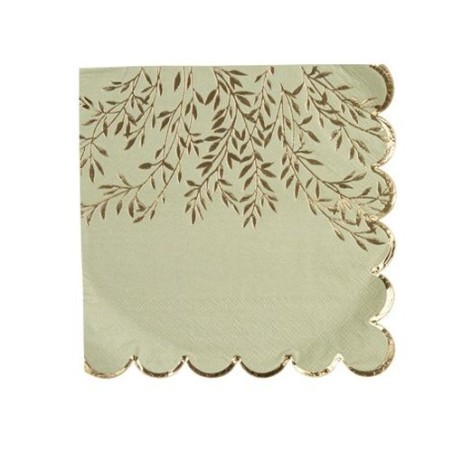 16 Servietten Jolis Brins Salbeigrün- und Goldpapier 33 x 33 cm – 3-lagig