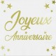 24 tovaglioli, Joyeux Anniversaire, 3 veli, 33 x33 cm , Oro 