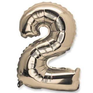 1 Ballon métallique, or Chiffre 2