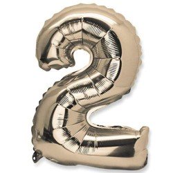 1 Ballon métallique, or Chiffre 2