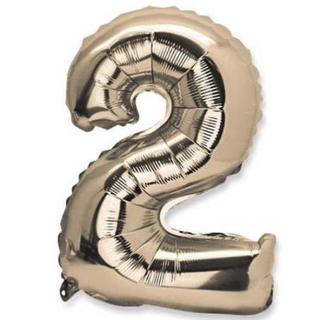 1 Ballon métallique, or Chiffre 2