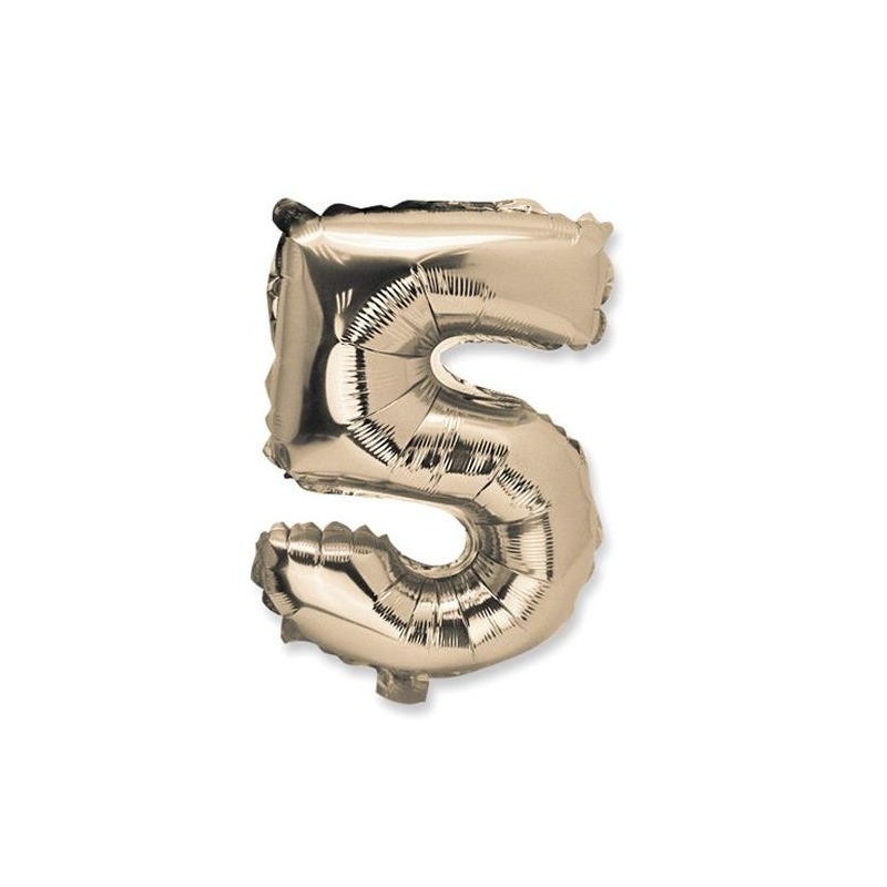 Gold Metallic Ballon Ziffer 5, 36cm