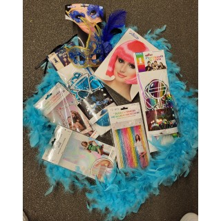 Kit Photo Booth da tavolo festivo, blu, 8 pezzi