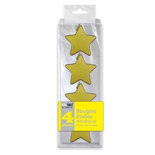 4 Sternkerzen in Goldmetallic