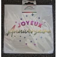 24 Servietten, Joyeux Anniversaire, 3-lagig, 33 x33 cm , mehrfarbig