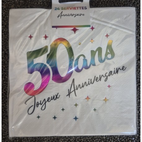 24 tovaglioli, 50 Ans, 3 veli, 33 x33 cm , multicolore