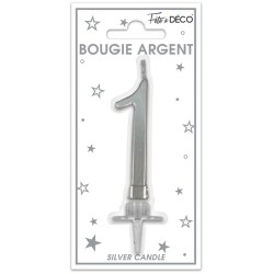 Candela numero 1 metallizzata argento