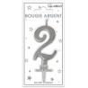 Candela numero 2 metallizzata argento