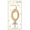 Bougie chiffre 0 métalique or
