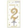 Bougie chiffre 2 métalique or
