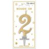 Bougie chiffre 2 métalique or