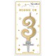 Candela numero 3 metallizzata oro