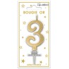 Bougie chiffre 3 métalique or