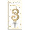 Bougie chiffre 3 métalique or