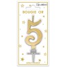 Bougie chiffre 5 métalique or