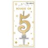 Bougie chiffre 5 métalique or