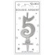 Candela numero 5 metallizzata argento