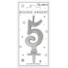 Candela numero 5 metallizzata argento
