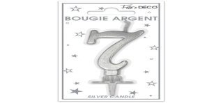 Candela numero 7 metallizzata argento