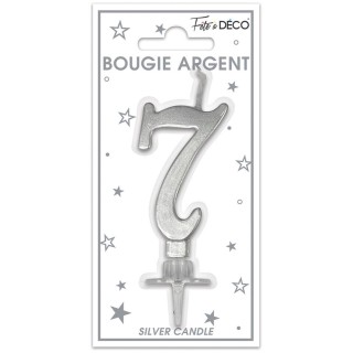 Candela numero 7 metallizzata argento
