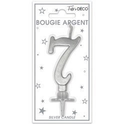 Candela numero 7 metallizzata argento