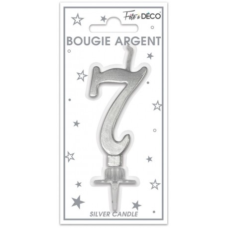 Candela numero 7 metallizzata argento