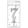 Candela numero 7 metallizzata argento